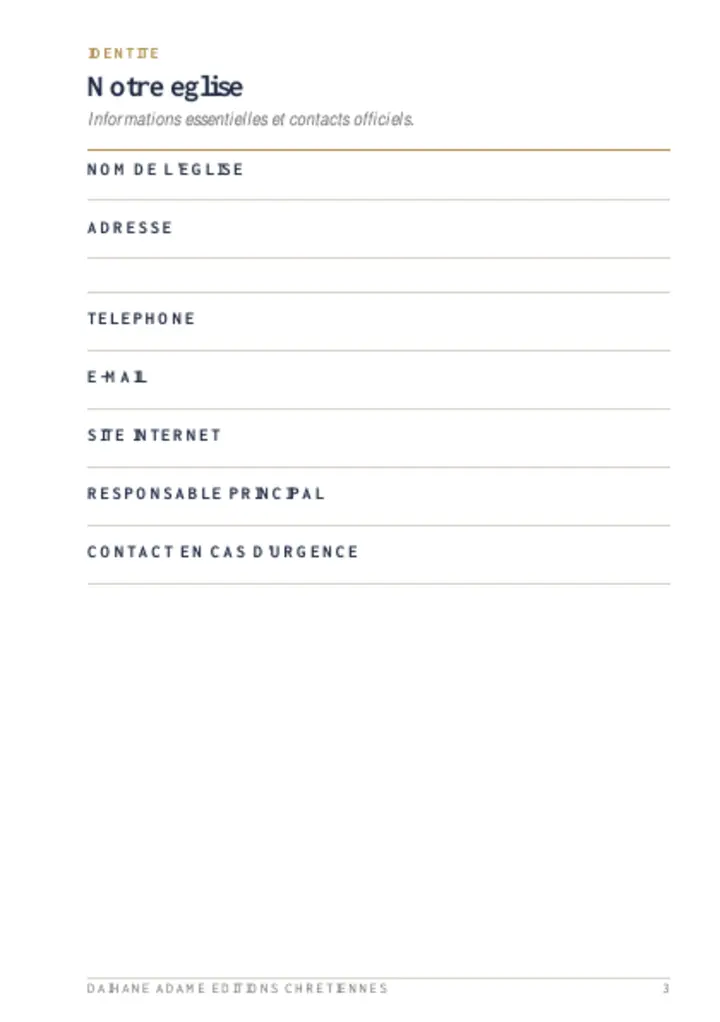 Page intérieure 1 du planner Église organisée