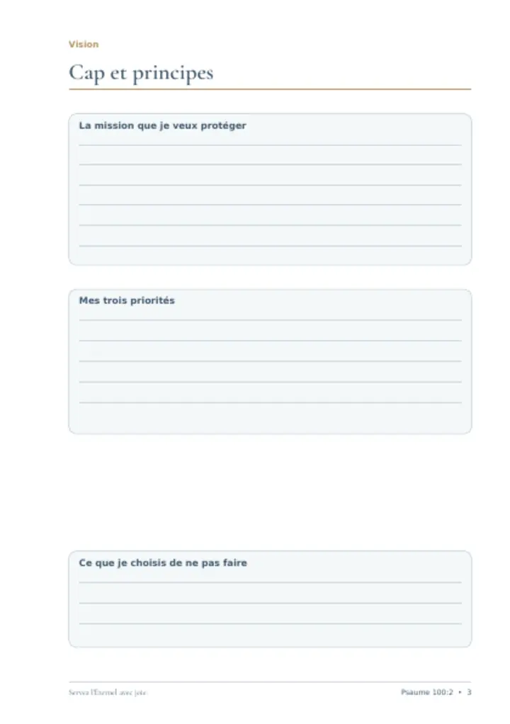 Page intérieure 1 du planner Leadership au quotidien