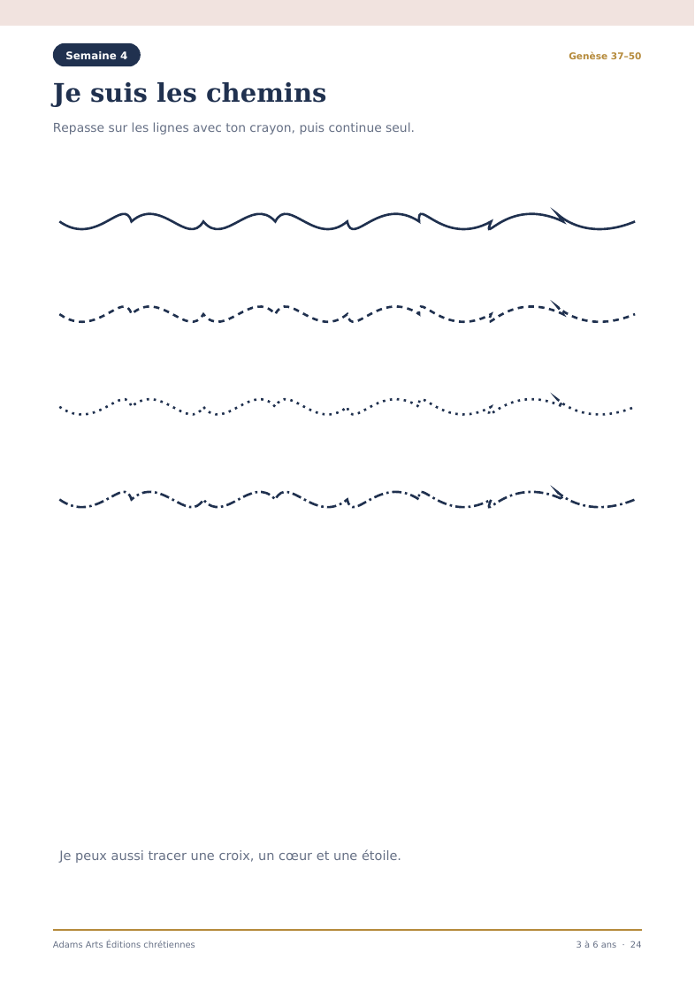 Page intérieure d’apprentissage du cahier Mes vacances avec Dieu
