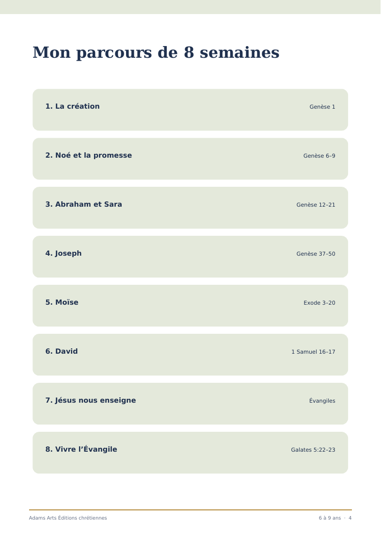 Page intérieure d’activité du cahier Aventures de foi